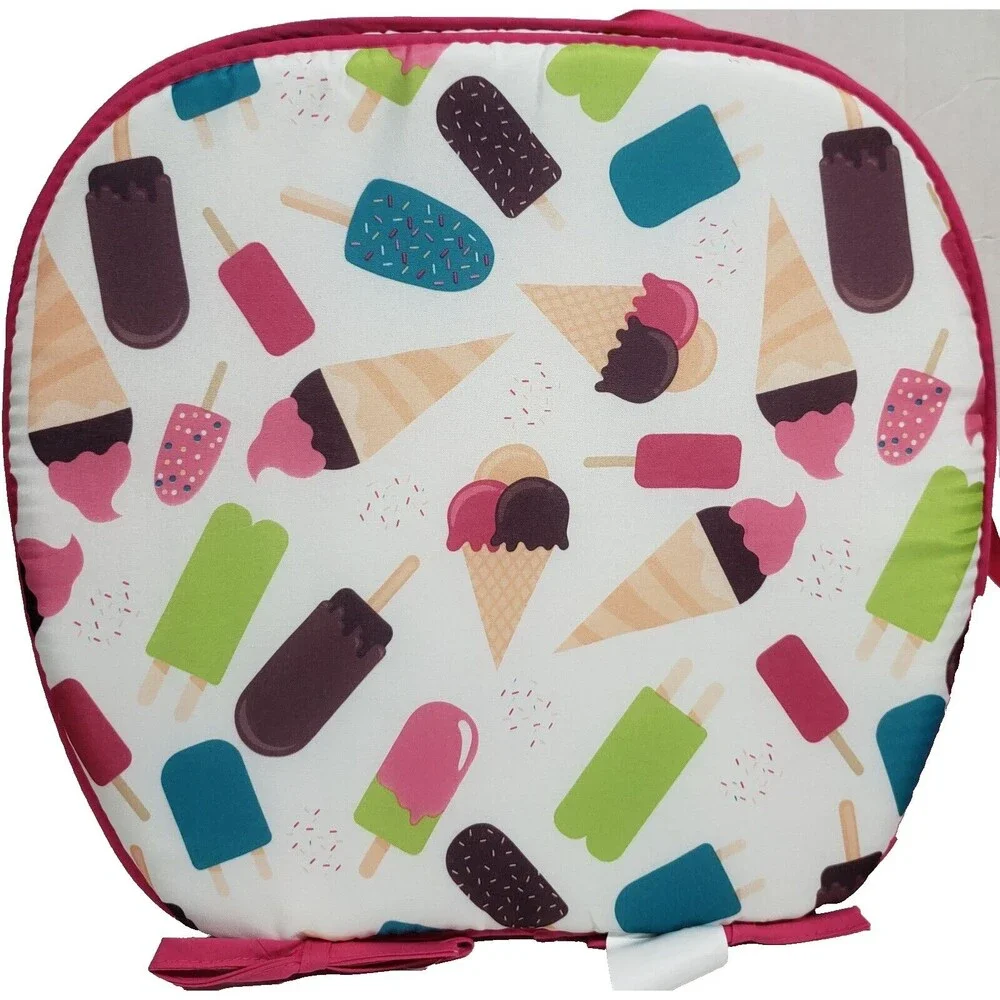 Set of 2 SAME CHAIR PADS CUSHIONS w/pink ties,15